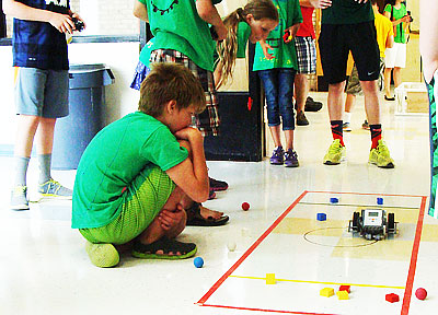 The Green Team robot sorts objects Robotics Camp