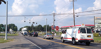 The corner of Triphammer Road and 34B used to be a railroad crossroad. More recently businesses have grown up around the intersection, which, with traffic from Cayuga and Cortland counties has increased traffic there. trip34 400