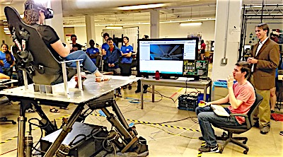 A Lansing High School student drives a Star Wars pod racer. All photos courtesy of Syl Kacapyr. Pod Racer