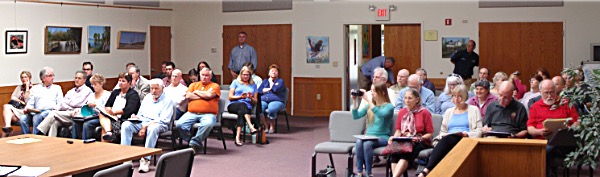 About 40 people filled the Lansing Town Hall at 2pm last Friday for a public hearing on whether Tompkins County should grant a $640,000 tax abatement to Cargill Deicing Technology on materials purchased to build a new 2,500 foot deep mine shaft. Cargill Mine Shaft Sales Tax Abtement Public Hearing
