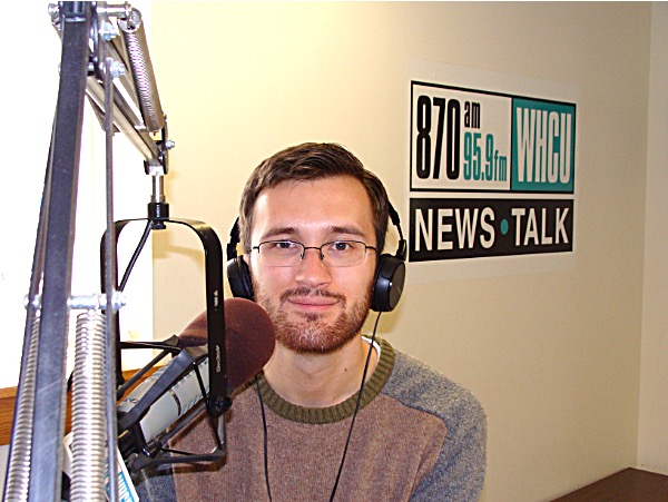 Kyle Robertson in the Morning Newswatch studio Morning Newswatch