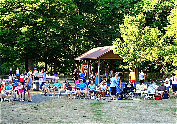 The new pavilion is between the Ludlowville Park playground and the fence overlooking Ludlowville falls. Ludlowville Park Pavillion
