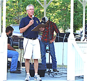 Lansing Lions Club President Scott Bishop dedicated the new pavilion to the Town last Friday Ludlowville Park Pavillion