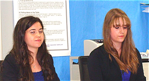 Moderators Lansing High School Student Council Vice President Taylor Mikula and President Michelle Schaffer moderators
