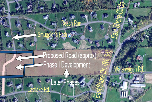The area outlined on the left of this map shows the location of the proposed road and phase 1 of the Nova Lane project. Nova Lane Road Partnership