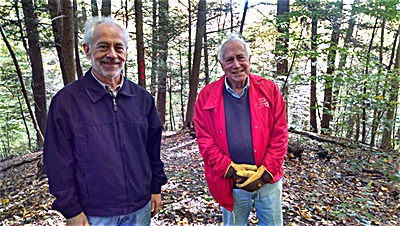 Christopher Dunn (left) and David Bandler (Right) hiking the Bandler Tract. plantation DunnBandler