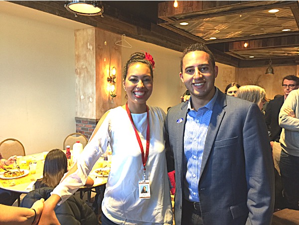 Brooke Burnett with Mayor Svante Myrick rotary edbreakfast myrickburnett