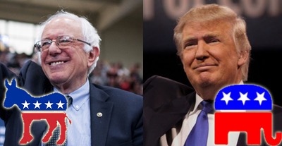 Bernie Sanders (left) and Donald Trump were Tompkins County's picks to run in the presidential general election in January sanderstrump