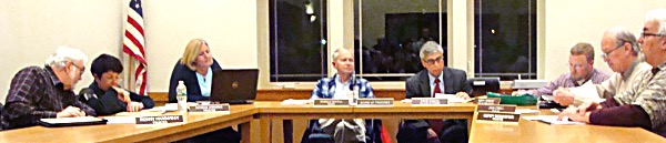 Left to right: Trustees Ronny Hardaway, Patricia O'Roarke, Village Clerk Jodi Dake, Mayor Donald Hartill, Village Attorney David Dubow, Codes Officer Marty Moseley, Trustees John O'Neil and Gerry Monaghan Village Board of Trustees