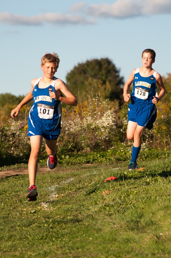 Eighth grader Teddy Brenner (Bib 101) and Sam Bell (178) (Photo: Bruce Barber) Teddy Brenner and Sam Bell