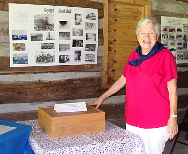 25 years ago middle schoolers wrote about Lansing in their time. Town Historian Louise Bement (pictured) opened the time capsuleTuesday as part of the log cabin celebration of Independence Day and Lansing's Bicentennial. Time Capsule
