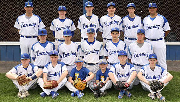 First row: Aiden Allison, Caleb Wilder, Matt Gonyea, Chris Weil; Second row: Griffin Nelson, Garrett Bell, Lansing Miller, Trey McDonald, Tanner Winslow; Third row: Coach Stu Dean, Eric Eastman, Jack Babuka, Thom Greene, David Waldman, Asst Coach Mike Clark. Photo Courtesy of Sue Sheerer, True Life Photography baseball 518team