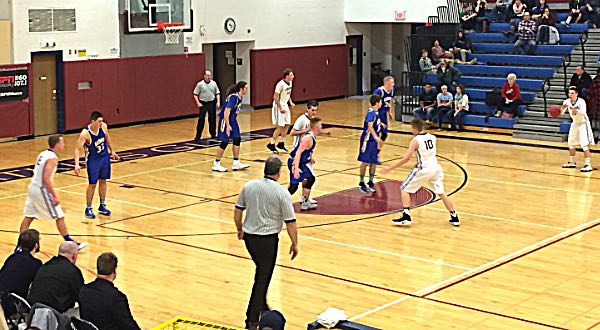 Lansing Bobcats on the offense against Trumansburg basketball Lansing vs Tburg 30Dec2016