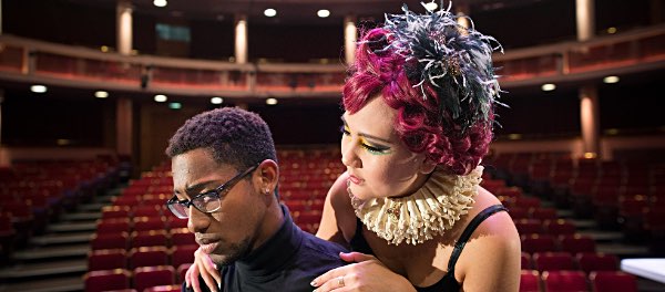Allen Porterie '20 as Hamlet and Janilya Baizack '17 as the Queen. Photo by Rachel Philipson cornell HWUL