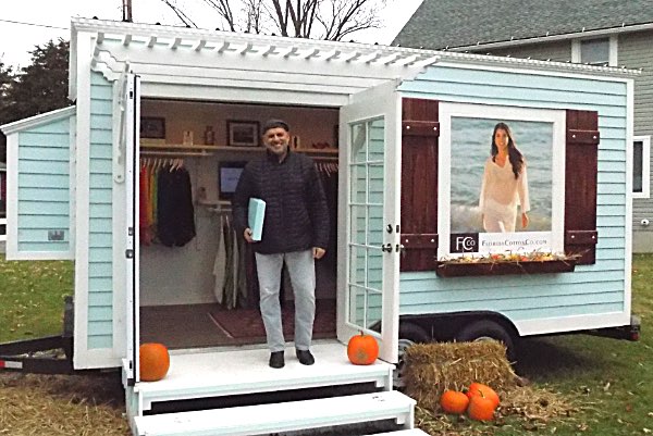 Riad Shalaby at the entrance of the Florida Cotton Company tiny store Riad Shalaby