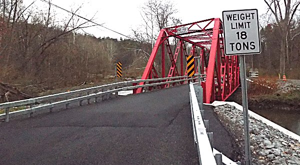 Red Bridge is the northern gateway to Ludlowville. Road and drainage improvements were made from the bridge into the center of Ludlowville.