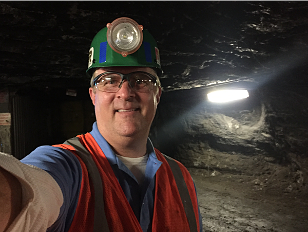County Legislator Mike Sigler snaps a selfie in the Cayuga Salt mine Mike Sigler