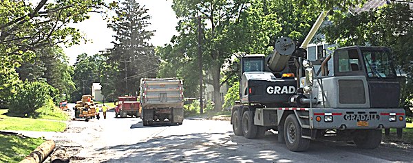 Crews have been installing storm drains and road shoulders on Myers Road this week Myers Road