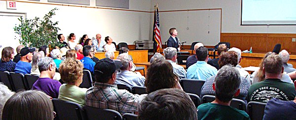 It was a full house with some residents standing when NYSDOT officials came to Lansing Wednesday to explain their plan for replacing the deteriorating Salmon Creek Bridge on Route 34B Salmon Creek Bridge Meeting