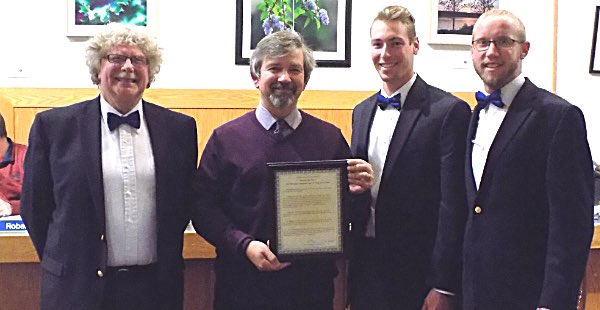 Assistant Coach Dave Schlesinger, Lansing Town Supervisor Ed LaVigne, Coach Benji Parkes, Assistant Coach Brian Streb