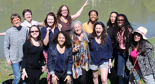 Some of the artists involved in 4 Plays - 100 Years From left to right: Annie Lewandowski, Lesley Greene, Jennifer Herzog, Darcy Rose, Sylvie Yntema, Effie Johnson, Camilla Schade, Cynthia Henderson, Beth Milles, Honey Crawford, Lyrae Van Clief-Stefanon, Saviana Stanescu sufferage fourtheaters