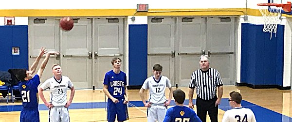Waldman at the line against Trumansburg basketball Waldman at the line against Tburg