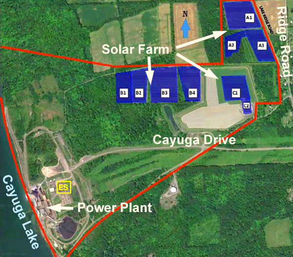 Cayuga Solar plans to build one of the largest solar farms in New York State at an estimated cost of $25 million. It will produce 18 megawatts of energy, powering the equivalent of 3,100 homes with no emmisions. Cayuga Solar