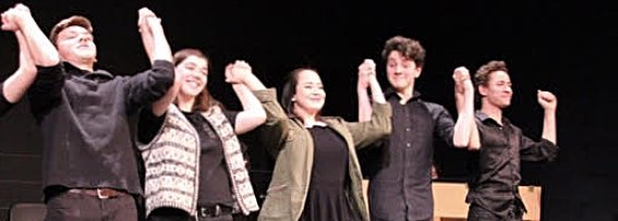 (Left to right): Ari Cummings, Rachel Frank, Ariana Rivera, Jasper Fearon, and Christian Henry cherry Cabaret2018