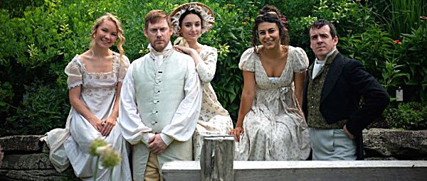 (Left to right: Sandrinne Edström, Austin Jones, Rachel Ravel, Mari Vial-Golden and Craig Wesley Divino. Photo by Rachel Philipson hangar prideandpredudice