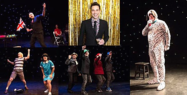 Lip Sink performers, clockwise from top left: Team Heartbeat's Ryan Mitchell, Host Karl Gregory, The Kennel Club (Jamie Morissey), NSINK (Steve Nunley, Zachary Carcella-Sweet, Matt Carcella-Sweet, Rob de la Fuente), Nutloaf! (Nancy & Joel Malina) kitchen lipsynch
