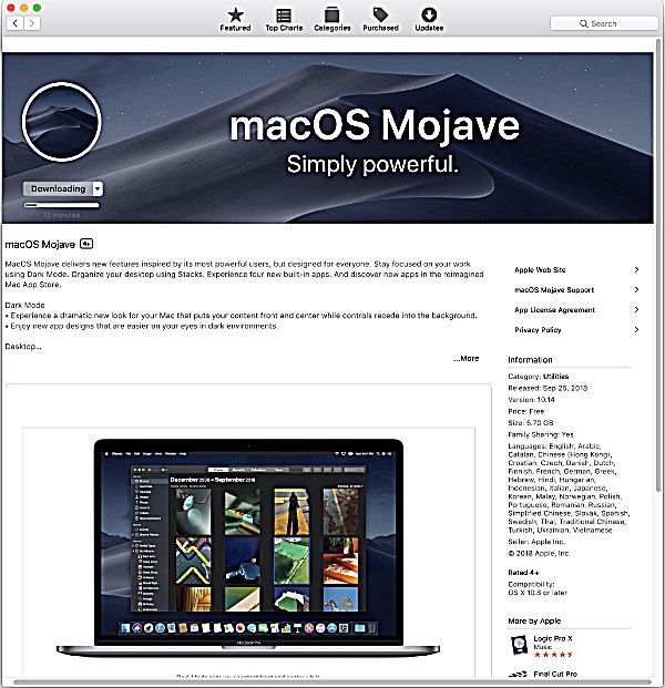 Downloading Mojave from the App Store Mojave