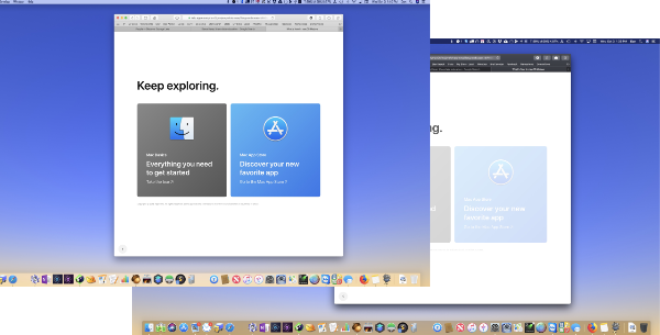 Light mode (left) and dark mode Mojave