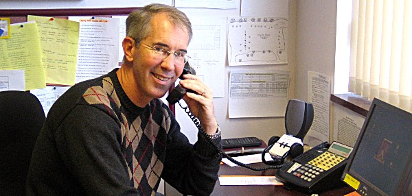 This picture from 2006 could have been taken any time in Steve Colt's 30 years as Recreation Director. He could always be found on the telephone arranging Rec programs, lining up coaches, encouraging parents to sign up their kids, and schmoozing with community members, coaches, and fellow recreation directors from other towns. Steve Colt