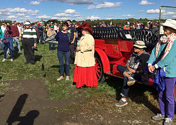 Ithaca Aviation Heritage Foundation members and antique car owners dressed in in the style of a century ago to celebrate Tommy's centennial flight Tommy Come Home Historic Centennial Flight Ithaca-Tompkins Airport September 29, 2018