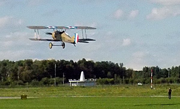 Tommy takes off from the grass runway at Ithaca-Tompkins Regional Airport, which before the end of next year will be transformed into Ithaca-Tompkins International Airport Tommy Come Home Historic Centennial Flight Ithaca-Tompkins Airport September 29, 2018