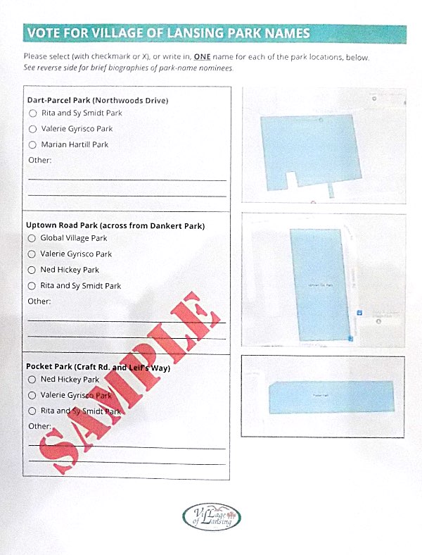 Village Park Naming Ballot