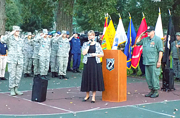 Lisa Ladoux sang the Star Spangled Banner MIA/POW Watchfire in Myers Park September 21, 2018