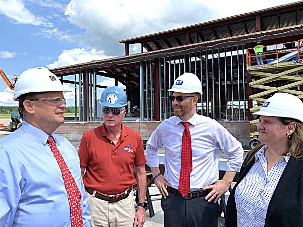 From left: Congressman Tom Reed with Airport Manager Mike Hall, County Administrator Jason Molino, and Tompkins County Legislator Shawna Black outside the new concourse Reed Visits Ithaca-Tompkins Airport