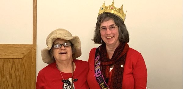 Councilwoman Andra Benson (left) crowned outgoing Councilwoman Katrina Binkawicz 'Queen of Salt' Wednesday Katrina Binkewicz