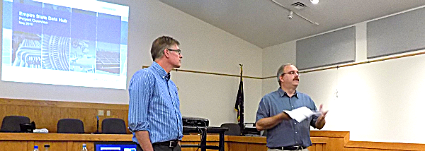 Jerry Goodenough (left) and John Mirabella answer questions about the proposed Empire State Data Center erry Goodenough and John Mirabella