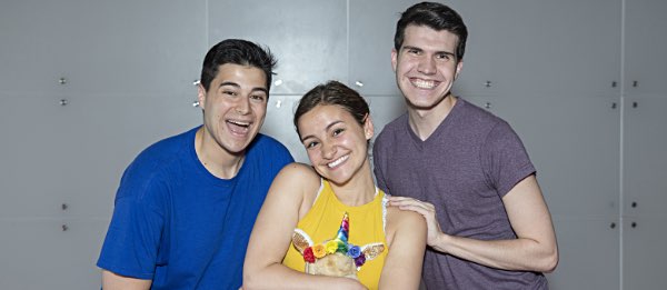 From left: Steven Bennett (Ron), Francesca Panzara (Emma), and Jack Herrin (Roy). Photo Credit: Rachel Philipson hangar KS1 4 Publicity 06102019 1RachelPhilipson 6325
