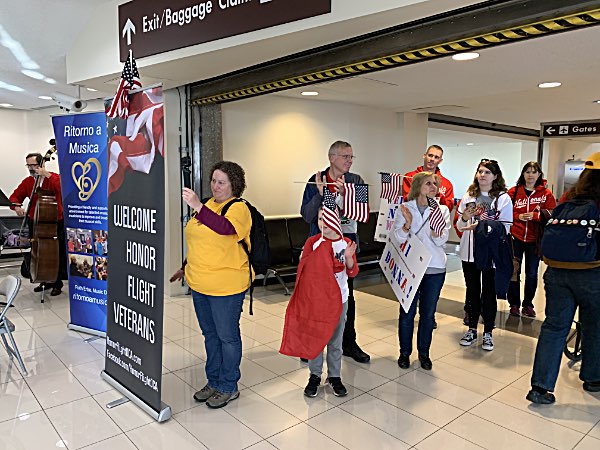 Waiting to welcome the veterans Honor Flight