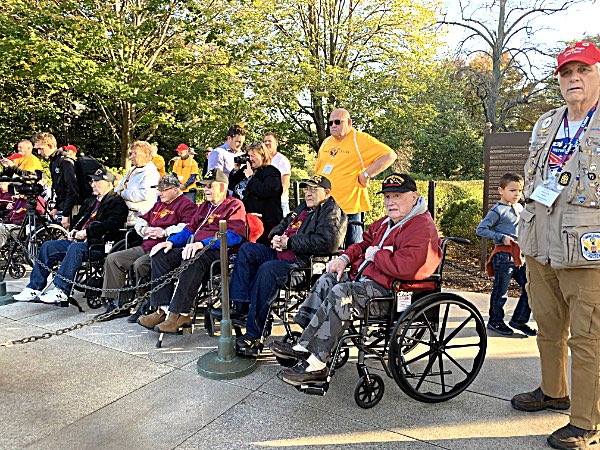 Honor Flight veterans watching the changing of the guard at the Tomb of the Unknown Soldier Tomb of the Unknown Soldier