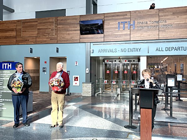 County Legislature Chair Martha Robertson at an opening celebration last Friday Ithaca-Tompkins International Airport
