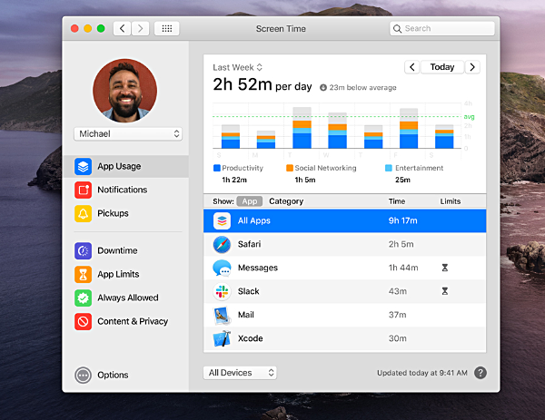 macOS Catalina Screen Time