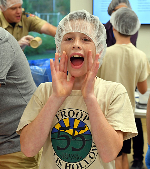 Scout from Troop 55 Ellis Hollow calling for box pick-up scouts FMSC2