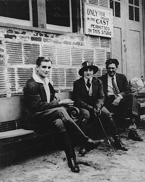 Wharton Studio Museum Executive Director Diana Riesman says she plans to recreate the sign that said 'Only those engaged in the cast permitted in this studio' in its original location, and place a bench where famous movie actors waited to be called to film scenes in silent movies. Pictured, from left: Creighton Hale, Pearl White, Lionel Barrymore (Photo courtesy of Wharton Studio Museum) Creighton Hale, Pearl White, and Lionel Barrymore