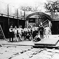An outdoor set is erected in Renwick Park (Photo Courtesy of the Wharton Studio Museum) Outdoor Studio set