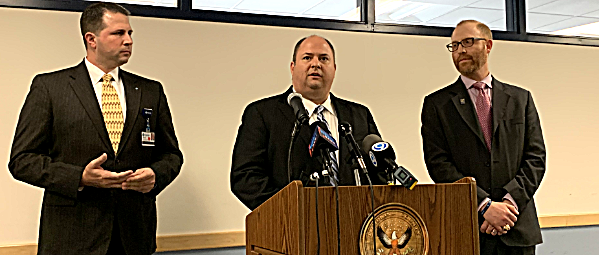 From left: Cayuga Health System CEO Dr. Martin Stallone, Tompkins County Public Health Director Frank Kruppa, and Tompkins County Administrator Jason Molino Martin Stallone, Frank Kruppa, and Jason Molino