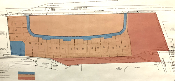 This plan shows how the six triplexes would be subdivided so that they could be sold to individual owners. Lansing Meadows